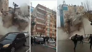 Şanlıurfa’da deprem! Binanın yıkılma anı kamerada